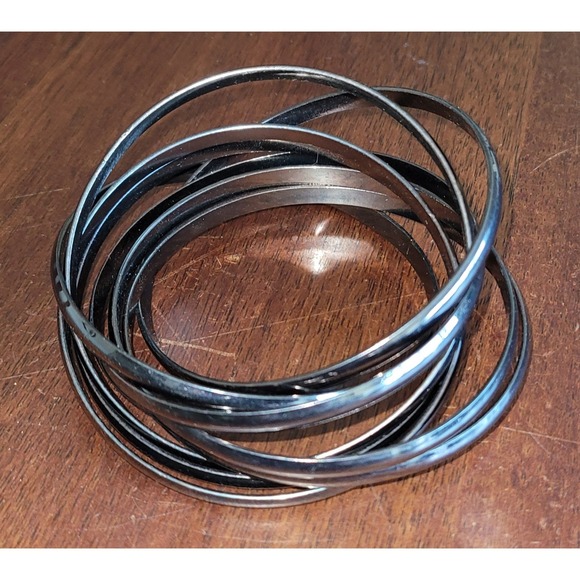 The Unbranded Brand Jewelry - Unbranded Bracelet‎ 8 Gunmetal Bangles Solid Shiny